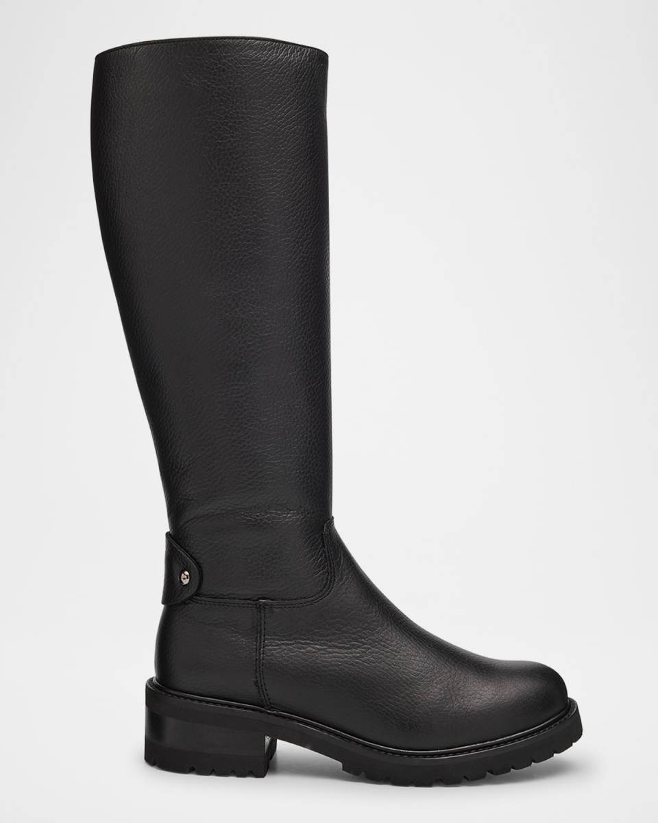 Cate Waterproof Pebble Leather Knee-High Boots